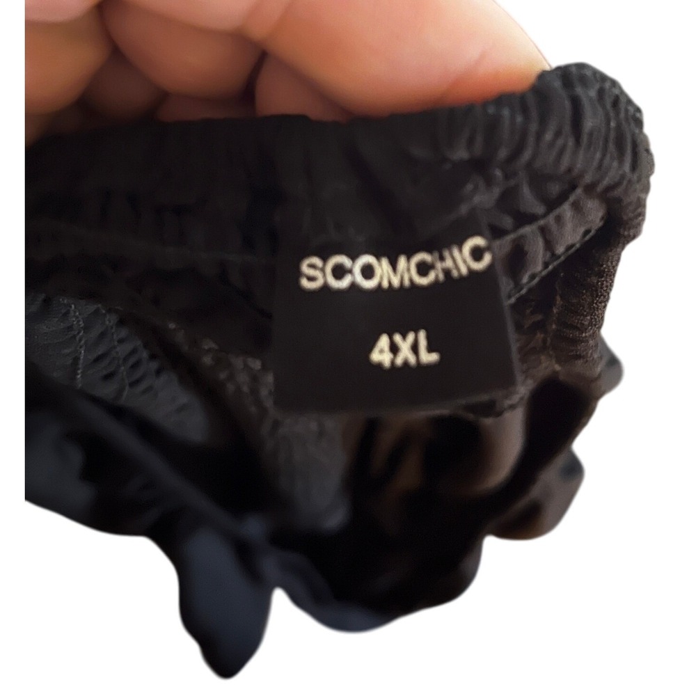 Scomchic 4XL Black‎ Maxi Dress Flutter Sleeve Square Neckline Smocked Bodice - Picture 4 of 6